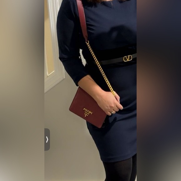 Prada Maroon Leather Crossbody Bag with Gold Chain - Picture 9 of 9